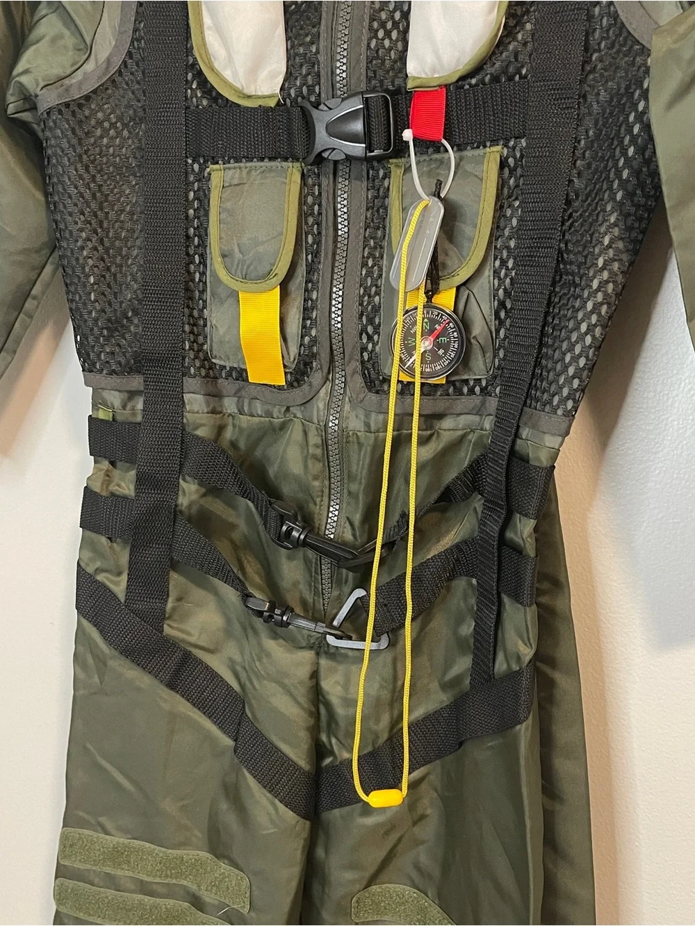 Air Force Fighter Pilot Costume Kids Green Flight Suit Jumpsuit Patches